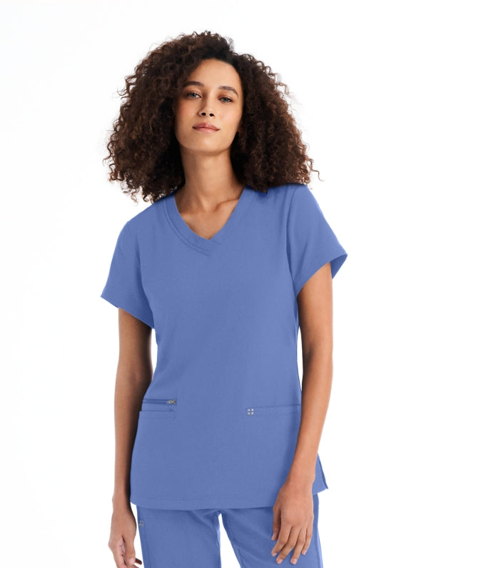 White Cross 3-Pocket V-Neck Scrub Top