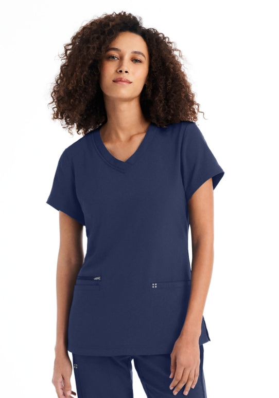 White Cross 3-Pocket V-Neck Scrub Top