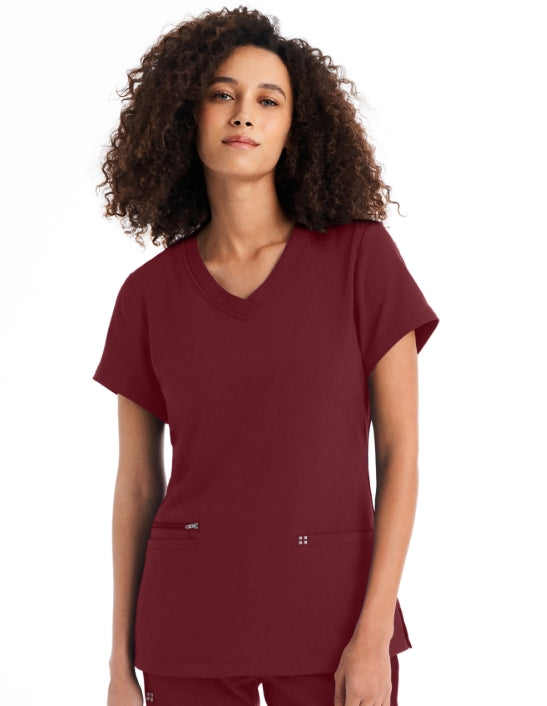 White Cross 3-Pocket V-Neck Scrub Top