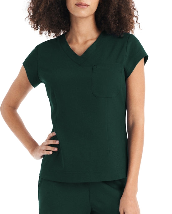 White Cross 1-Pocket V-Neck Scrub Top