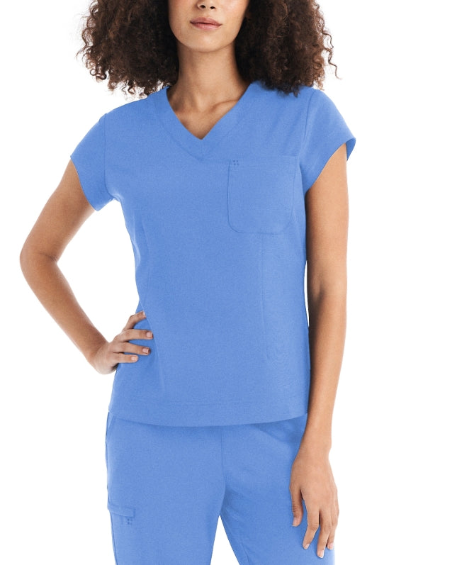 White Cross 1-Pocket V-Neck Scrub Top