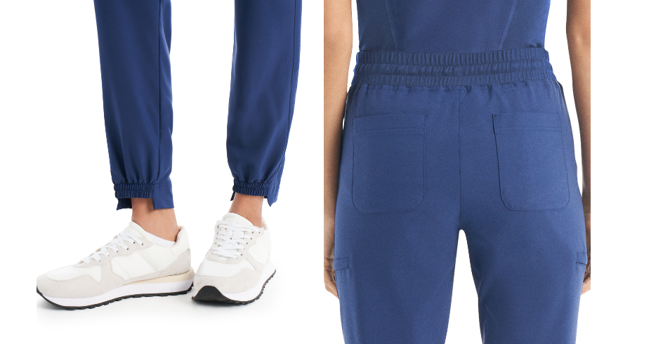 White Cross Hi/Low Hem Jogger Scrub Pants